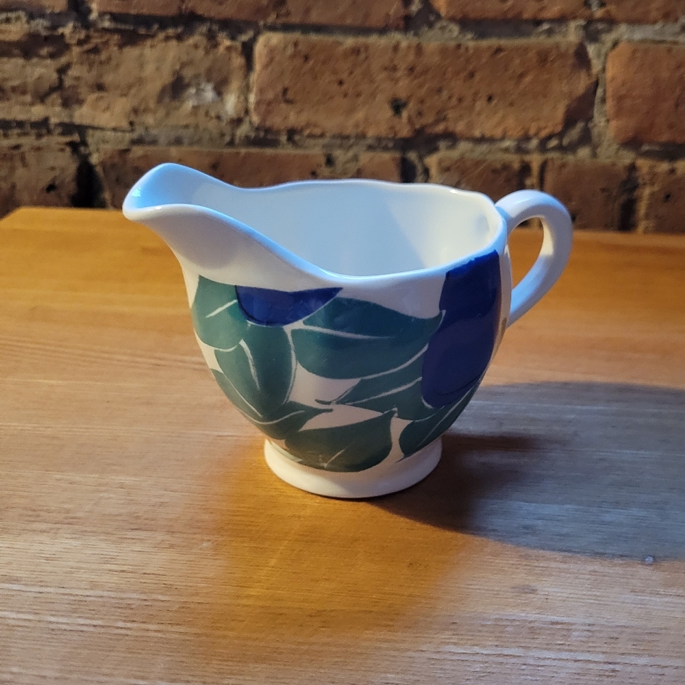 Grindley Garden Fruits Creamer Blue Plums in Greens White Porcelain England